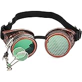 Lelinta Vintage Steampunk Goggles with Detachable Magnifying Glasses,Ideal for Cosplay,Costume Parties