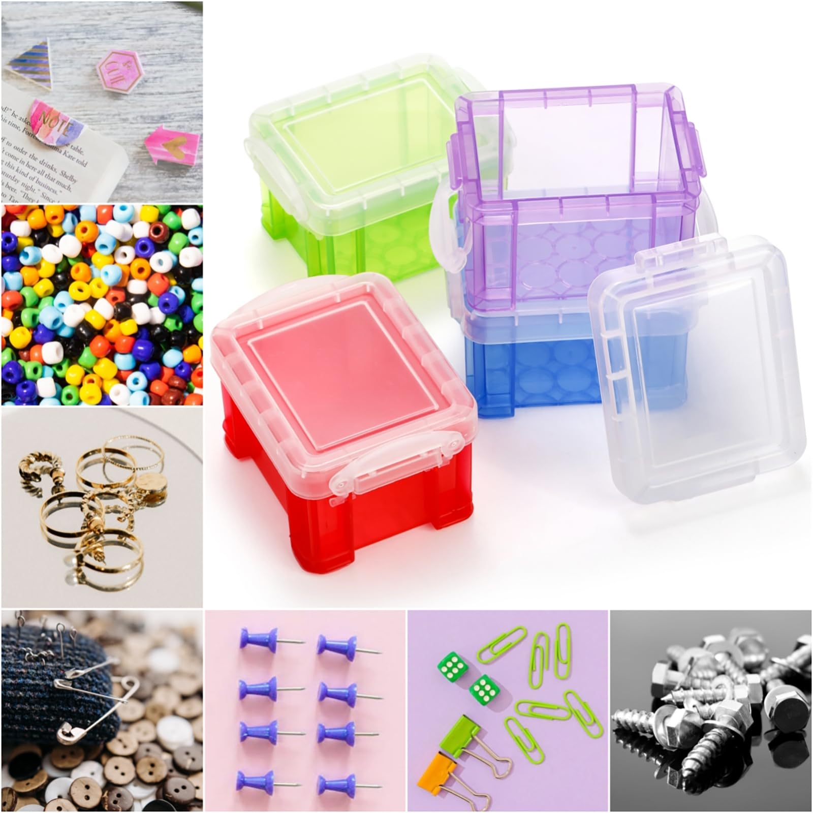 Hiceeden 24 Pack Mini Plastic Storage Bins with Lid, 3.3