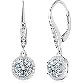 wowshow Moissanite Earrings Leverback Earrings for Women 925 Sterling Silver 3ct 4ct Moissanite Dangle Drop Earrings for Women Birthday Mom Gifts with Certificate of Authenticity