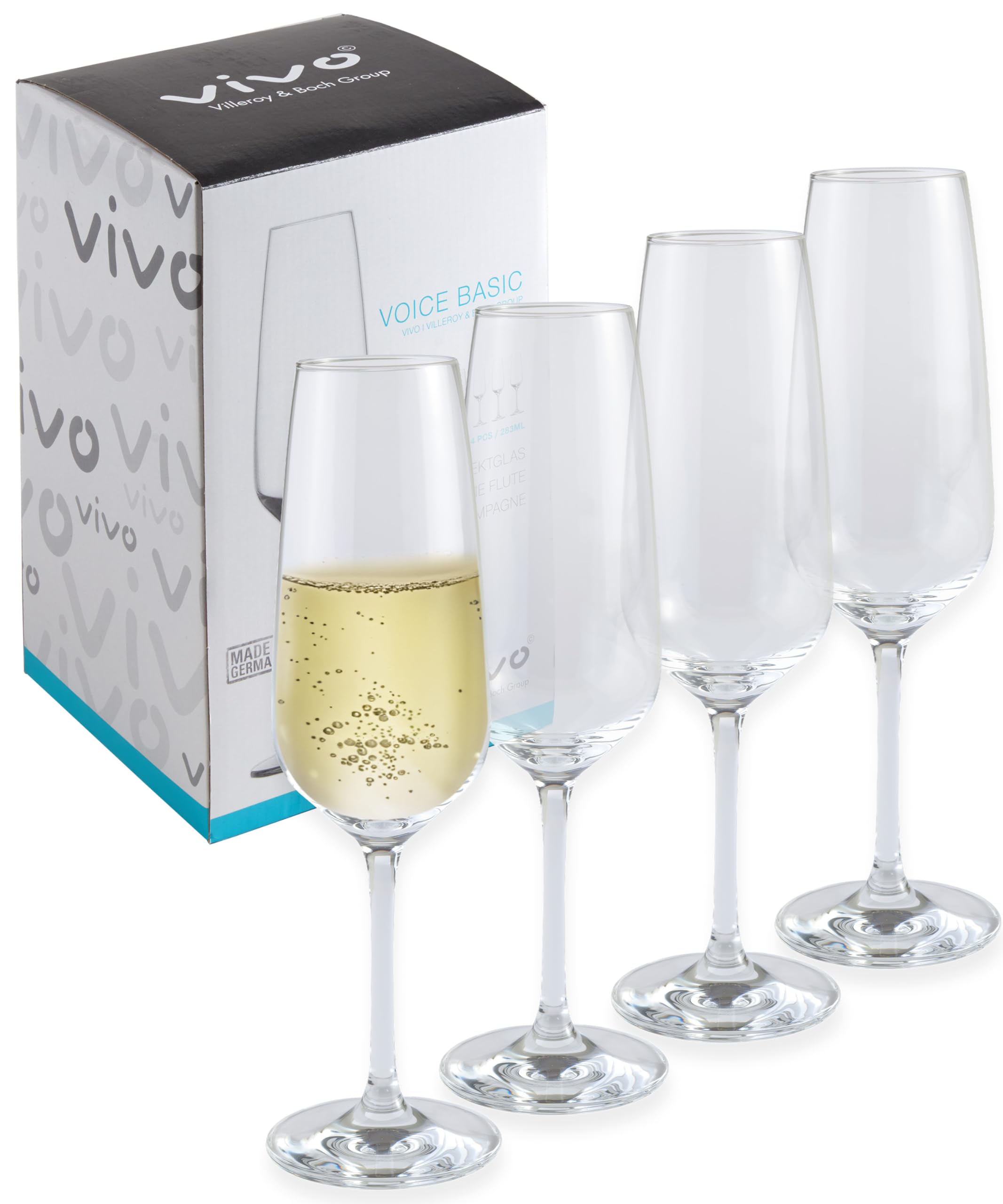 Vivo by Villeroy & Boch Group Voice Basic Champagne Flute, Set of 4, 283 ml, Crystal Glass, Clear