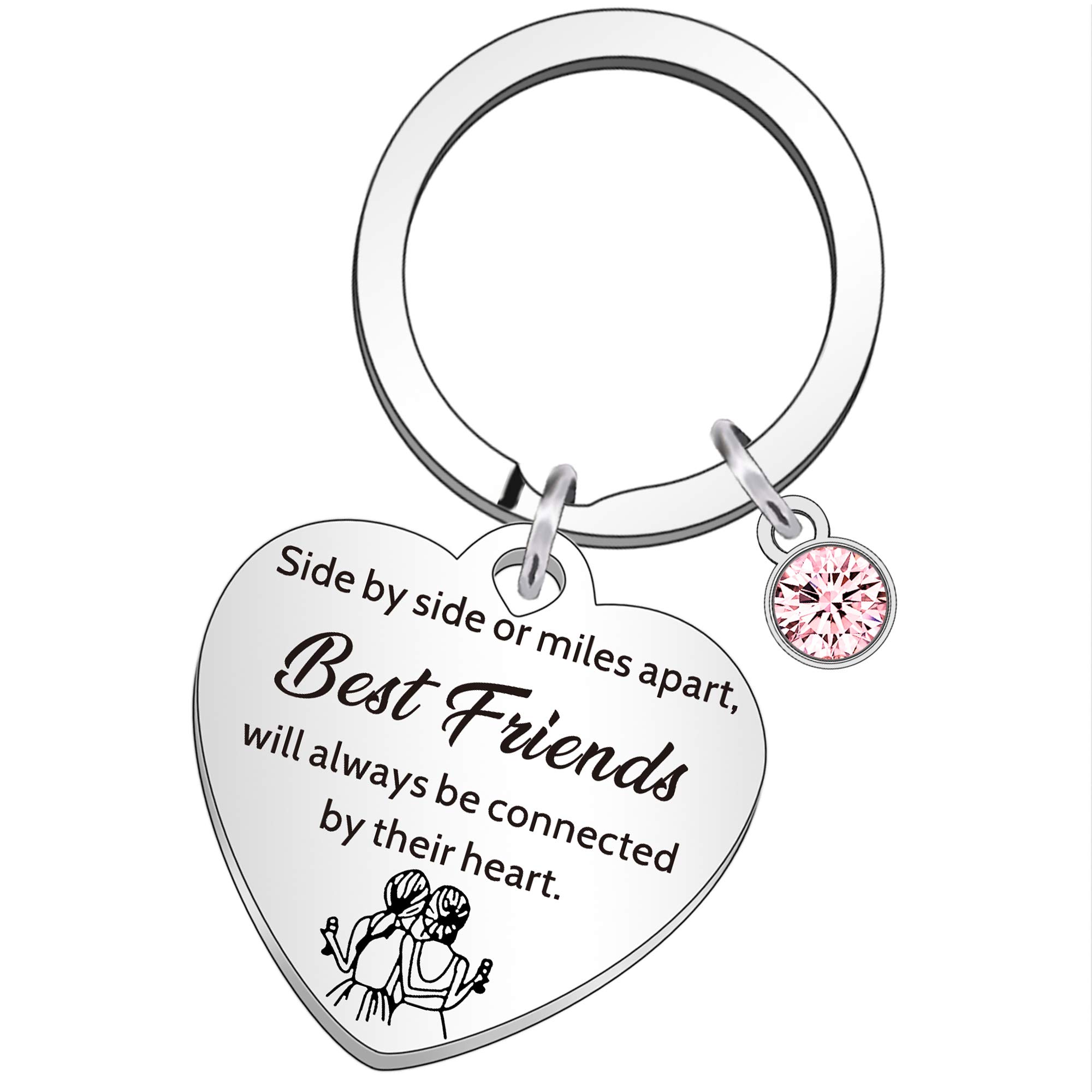 QMVMV Lovely Best Friend Friendship Keyrings Gifts For Women Girls Birthday Christmas Graduation Long Distance Presents Keychain Engraved