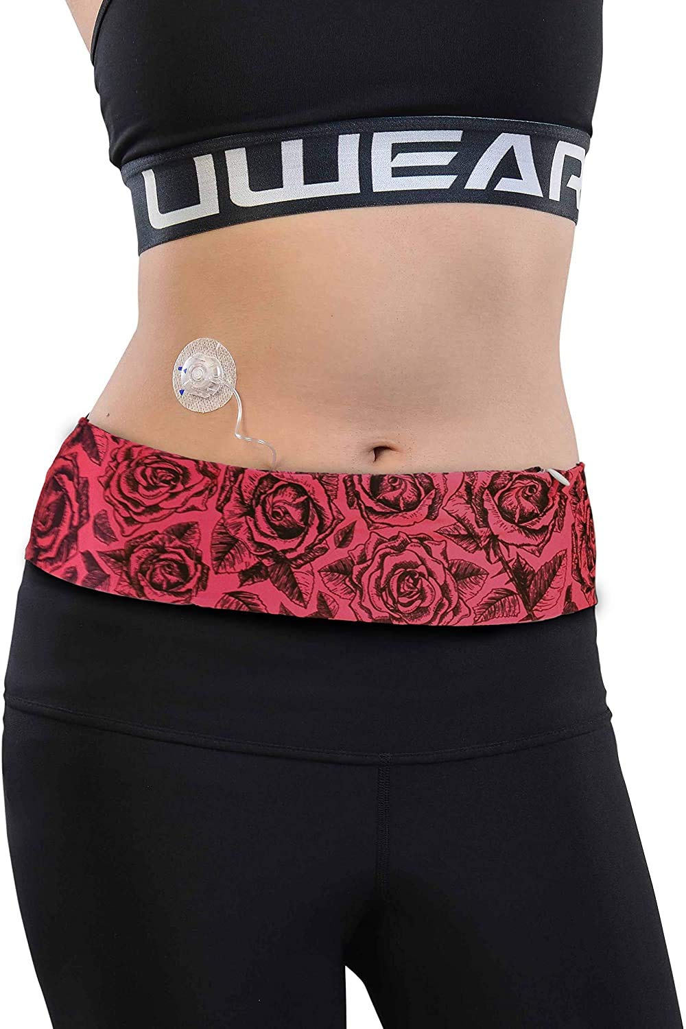 Dia-BellyBand - Waistband belt for insulin pump with openings for tubing - For children and adults with diabetes. Ideal for sports and travel. (L (92-102 cm)