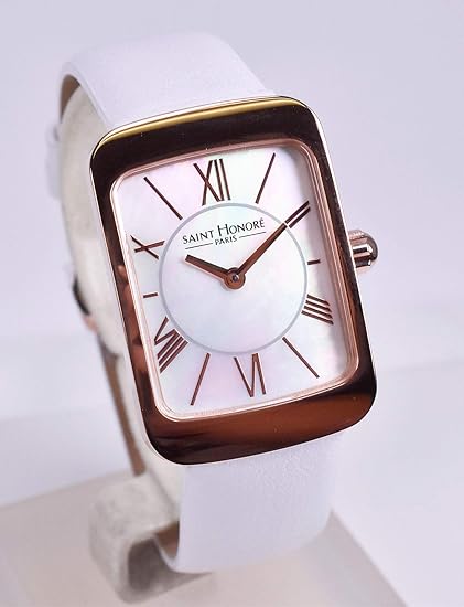 Amazon サントノーレ Enjoy エンジョイ レディース ウォッチ ホワイト クォーツ Saint Honore フランス 時計 腕時計 レザー プレゼント メーカー保証 レディース腕時計 腕時計 通販