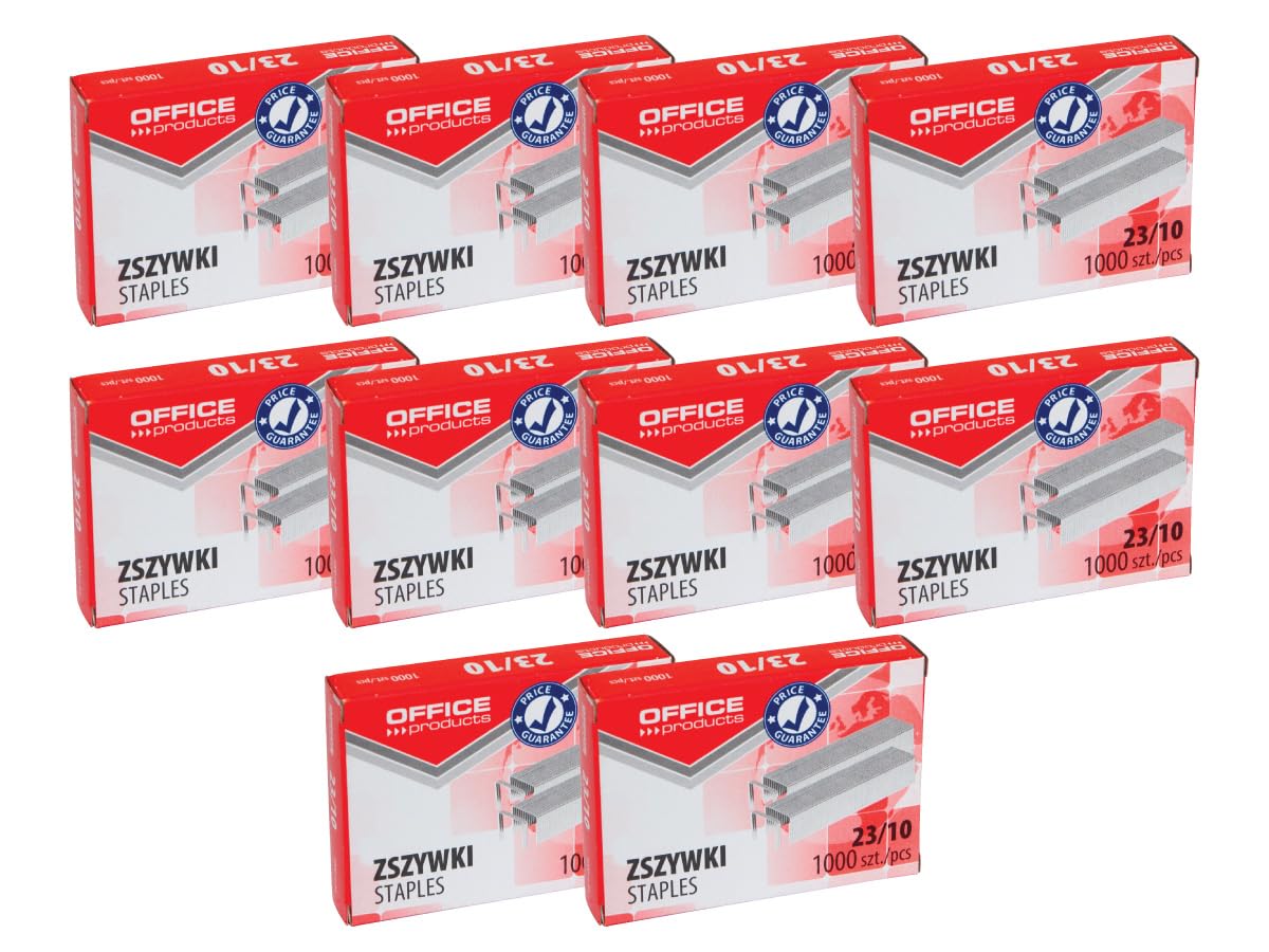 Staples 23/10 Silver / 10,000 Pieces - 10 x 1000 Pieces / Galvanised 12 g/m² - High Strength - Ideal for Office, Home Office or School - Silver, Size: 23/10