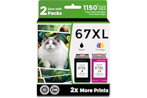 ANKINK 67XL Ink Cartridge Compatible for HP 67 XL hp67xl Black/Color Combo Pack for DeskJet Envy 2855e 2827e 2755e 6055e 2700 2700e 6000 6000e 4155e 4227e 2734e 6455e 6400 2752e 4100 4100e 6400e Printer