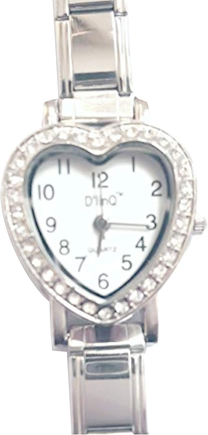 Amazon Com D Linq Cz Heart White Face Italian Charm Bracelet Watch Jewelry