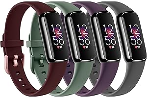 AK 4 PACK Sport Bands Compatible with Fitbit Luxe Bands for Women Men, Soft Silicone Replacement Sport Straps Wristbands for Fitbit Luxe Fitness and Wellness Tracker