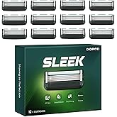 DORCO SLEEK 6-Blade Razor 12 Refills, Shaving Razors for Men | Patented Thin Blades for Smooth Shave, Easy to Rinse, Protective Guards for Sensitive Skin, 12 Replacement Cartridges