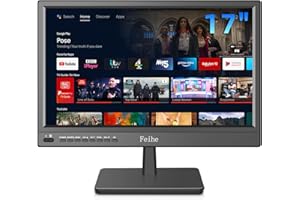 Feihe - 17 inch small smart TV, built-in Android operating system, HD flat screen, compact smart TV for kitchen, home, camper