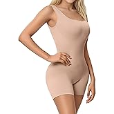 DEYUO Women's Mid-Thigh Bodysuit Tummy Control Shapewear Bodysuit Seamless Full Body Shaper with Snatched Waist Butt Lifter