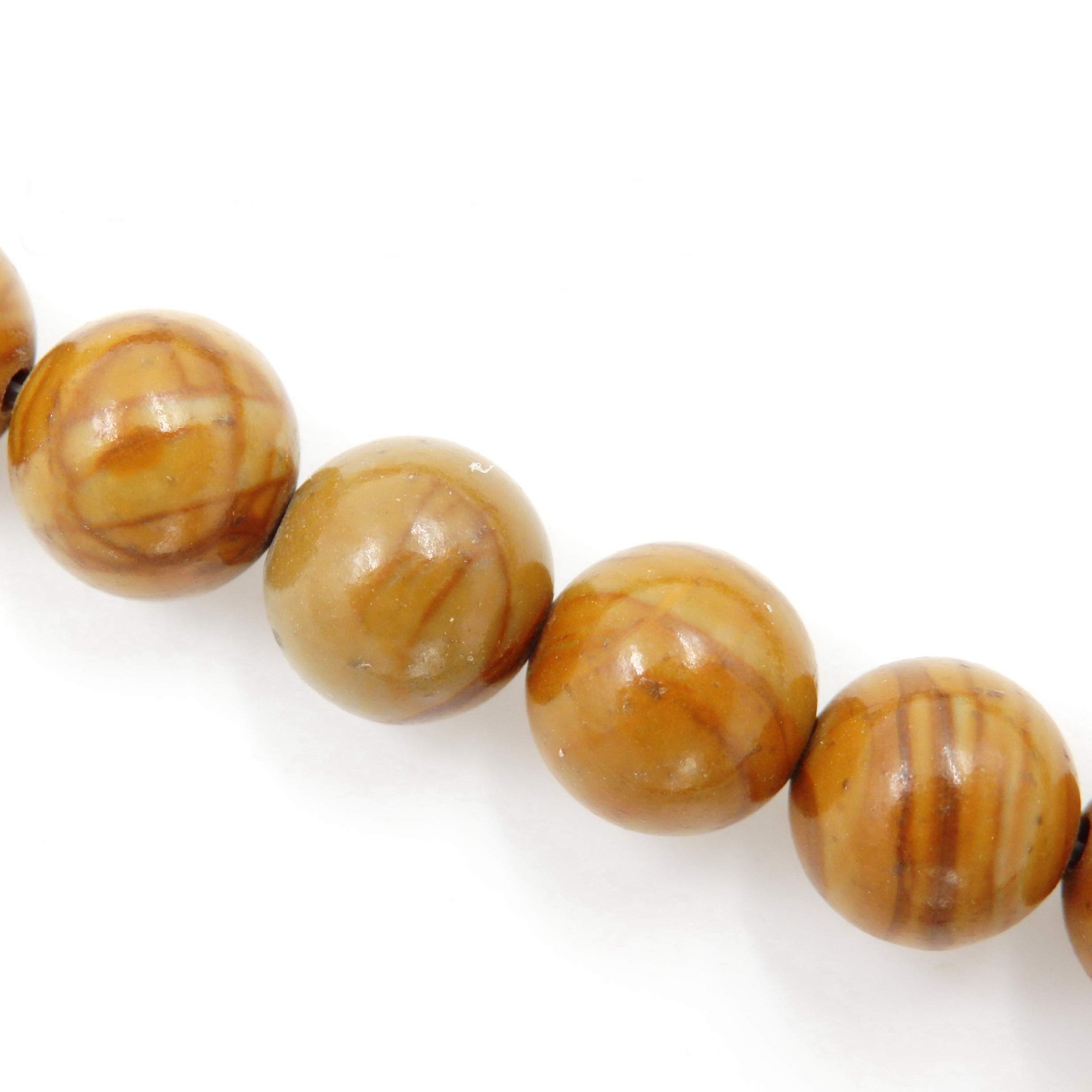 Fukugems Gemstone Beads for Jewelry Making, Sold per Bag 5 Strands Inside (Yellow Sandalwood Fossil, 6mm)