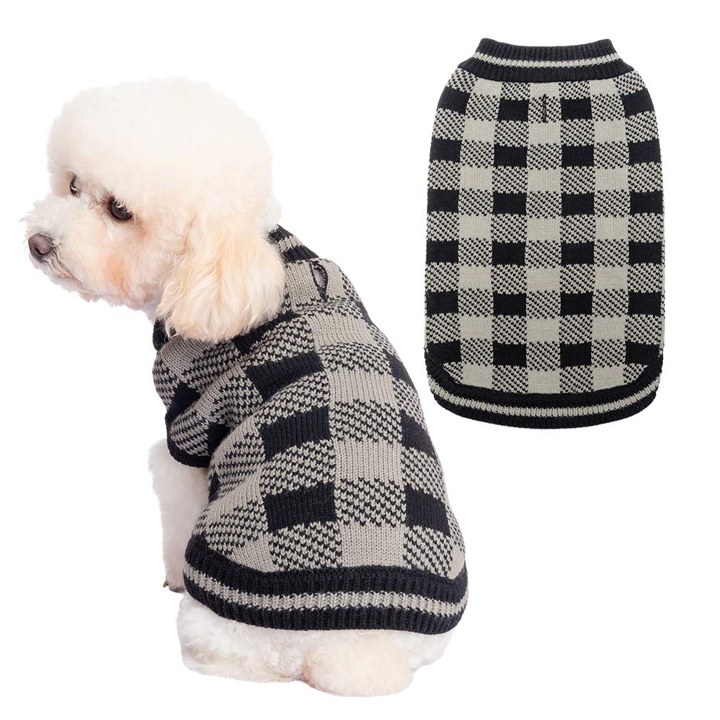 KOOLTAIL Dog Winter Jumper Classic Plaid Dog Knitwear Sweater Soft Baseball Shirt Design for Pet Cold Weather Wearing