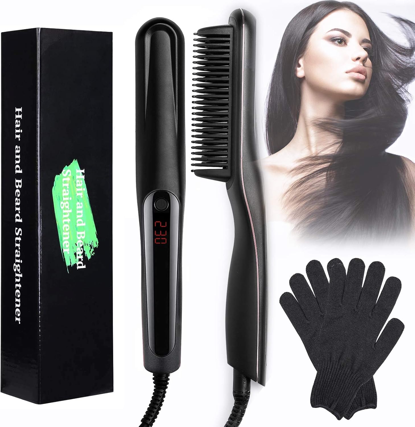 Brosse Lissante, Lisseur Cheveux Professionnelle Ripple Peigne Chauffant en Céramique Pour