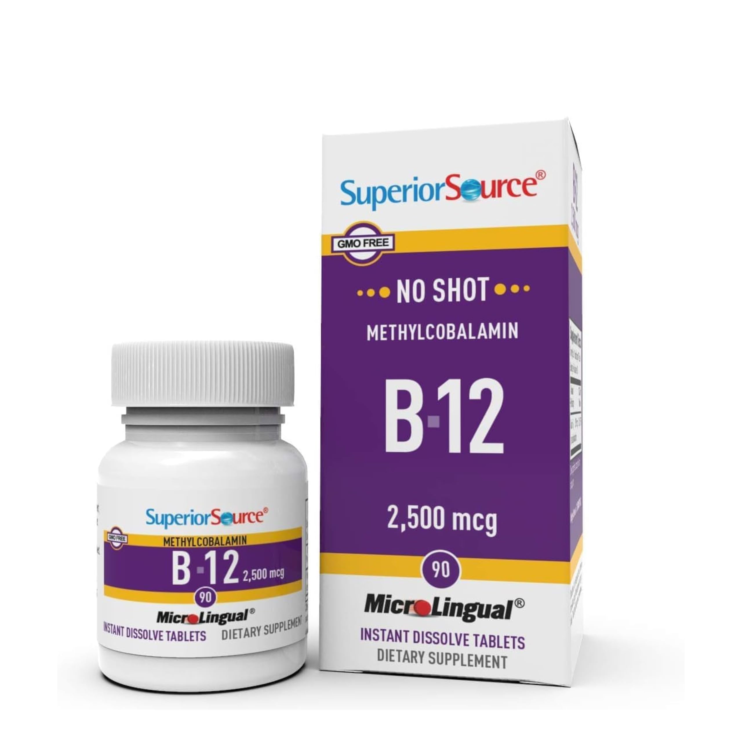 Superior Source No Shot Vitamin B12 Methylcobalamin 2,500 mcg, Quick ...