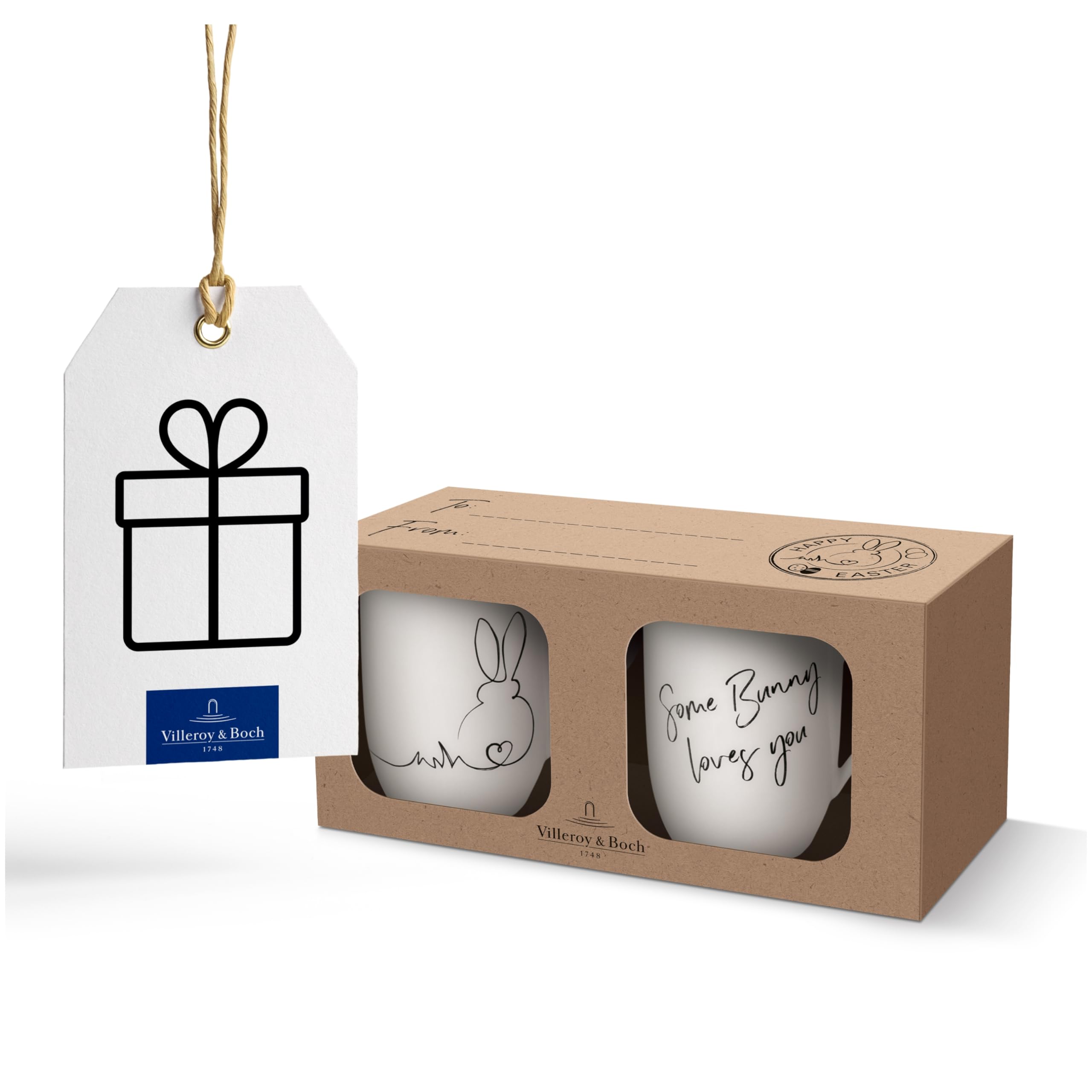 Villeroy & Boch – Statement Easter Mug Set 11.5 x 8 x 10.5cm, White Porcelain Cups, Each 280 ml