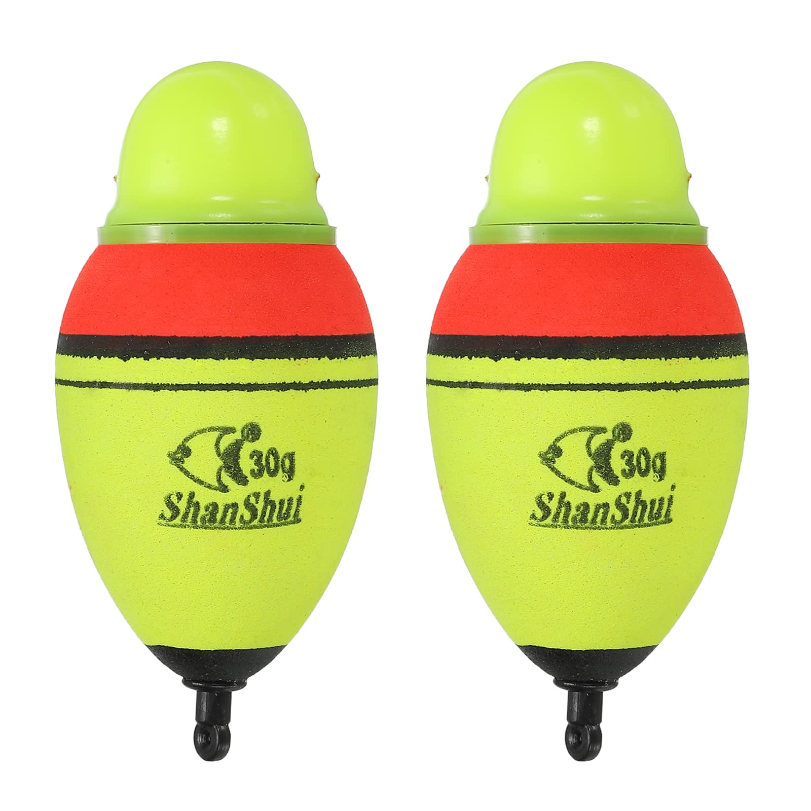 PATIKIL 1oz Lighted Fishing Slip Bobbers, 2 Pack EVA Green Red LED Light Up Fishing Float for Night Fishing, Yellow