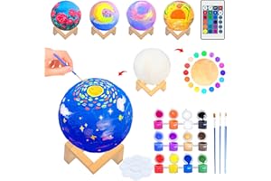 BATURU Moon Lamp Painting Kit for Kids, Paint Your Own Moon Lamp Kit with 16 Colors, 10 Brightness, Moon Night Light with Remote/Touch Control, USB Rechargeable, Arts and Crafts for Kids Ages 4-12