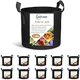 Cavisoo 10-Pack 7 Gallon Plant Grow Bags, Heavy Duty 300G Thickened Non-Woven Aeration Fabric Pots with Reinforced Handles