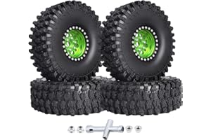 HobbyPark 120mm / 4.72inch 1.9 Crawler Tires and 1.9 Beadlock Wheels Set Foam Inserts for Axial SCX10 II III Traxxas TRX-4 Redcat Gen8 Gen7 Upgrades Replacement Parts (4-Pack) (Green&Black)