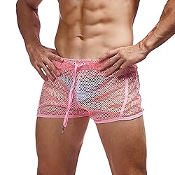 FIROTTII Mens Mesh Shorts Sexy Boxers See Through
