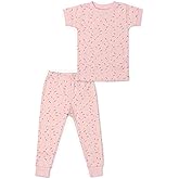 MONICA + ANDY Two Piece Short Sleeve Pajama Set, 100% Organic Kids & Toddler Clothes for Boys & Girls, Children PJs
