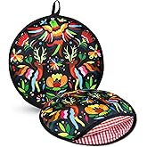 2 Pcs 12 Inch Tortilla Warmer, Tortilla Warmer Pouch for Tortillas, Tacos, Pizza Rolls, Insulated & Microwaveable Fabric Pouch Keeps Warm for One Hour, Colorful Bird