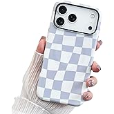 LEOMAKRON Designed for iPhone 17 Pro Max Case Magnetic Checkered Phone Case Cute Gray and White Grids Plaid Checkerboard Pattern Case [Compatible with Magsafe] Shockproof Protective for Girls Women