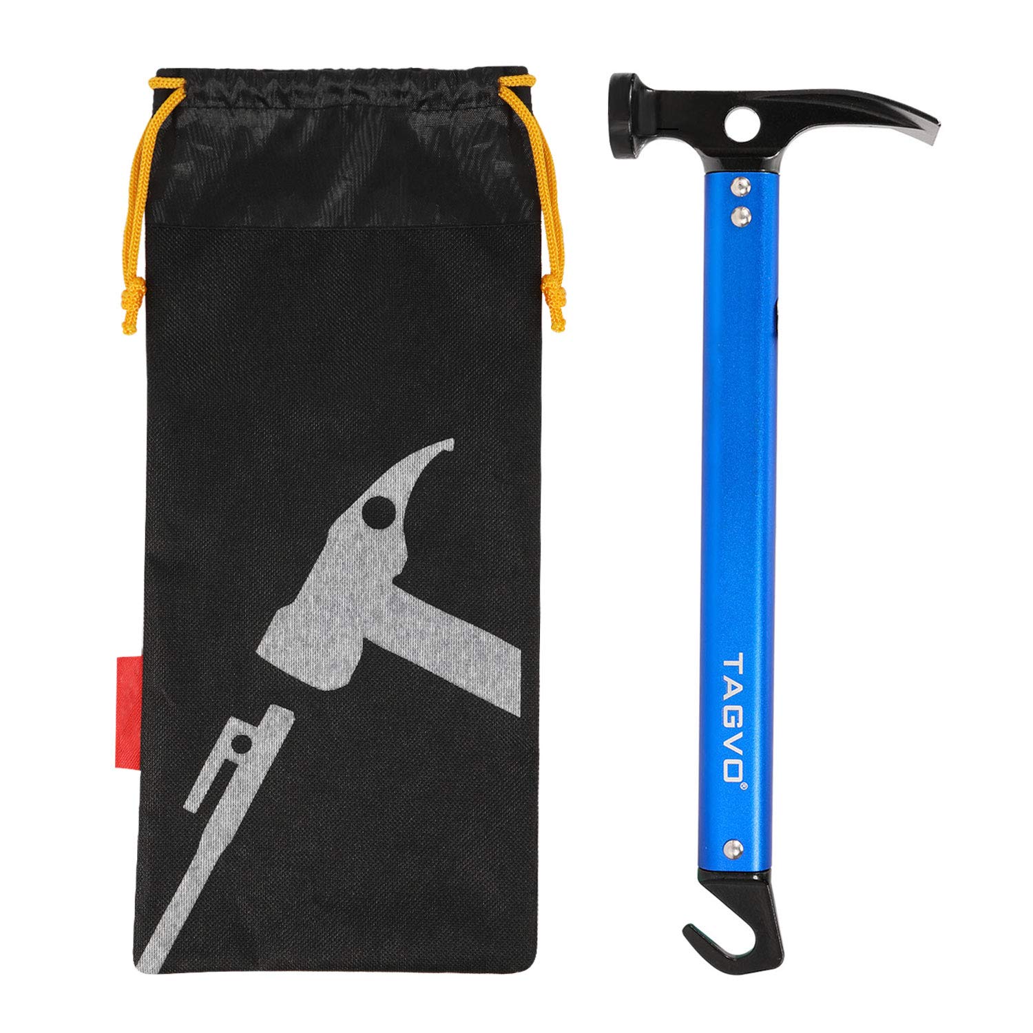 TAGVO Camping Hammer, Multifunction Outdoor Camping Mallet Aluminum Tent Hammer with Tent Stake Remover - Blue Color