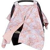 Insular Floral Car Seat Covers for Babies, Infant Minky Car Seat Canopy Cover for Boys Girls, Newborn Carseat Cover, Breasstfeeding Nursing Cover, Pink Flower