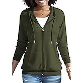 Nimsruc Zip Up Hoodies For Women Long Sleeve Casual