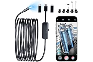WOVTE Endoscope With Light, 16.5ft Snake Camera, IP67 Waterproof Borescope, 1920P Inspection With 8 Adjustable LED Lights for Android/iPhone-No WiFi Required, Black, AN112
