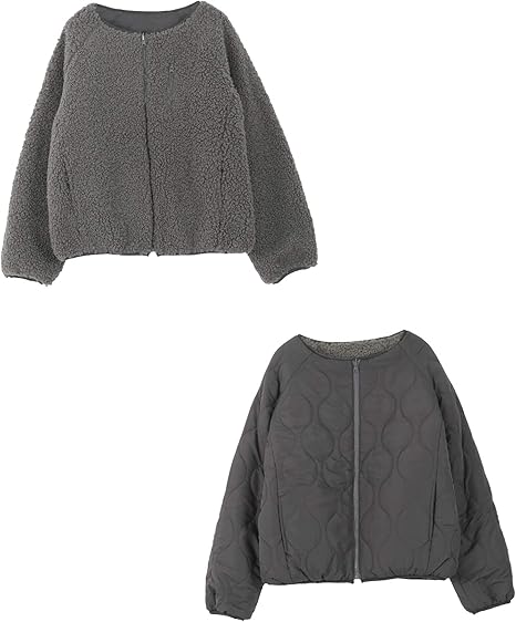 Amazon 神戸レタス ジャケット リバーシブル ショート ブルゾン K777 レディース M ノーカラーチャコール スミクロ コート ジャケット 通販