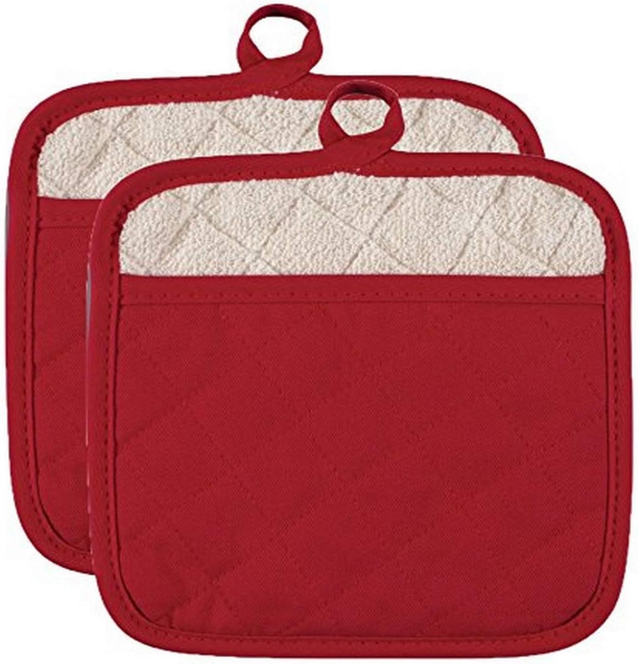 KAF Home Chef's Pot Mitts, Cherry, Set of 2, Machine Washable