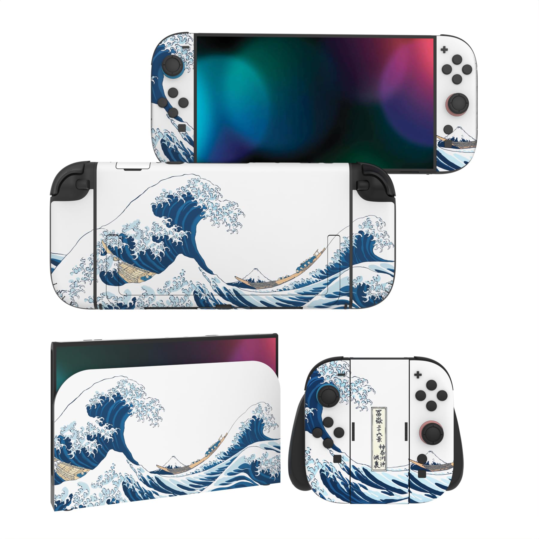 PlayVital for Nintendo Switch 2 Skin Full Set (2-Pack) - Protective Vinyl Decal Stickers for Switch 2 Console, Joycons, Handle Grips & Dock | No Residue, Anti-Scratch - The Great Wave off Kanagawa