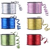 WWTIANFC 100 Yards Curling Ribbon-Balloon 6PCS Ribbon-Balloon String for Art&Craft Decor,Gift Wrapping,Ribbons and Bows for Christmas New Year Birthday Gifts Supplies