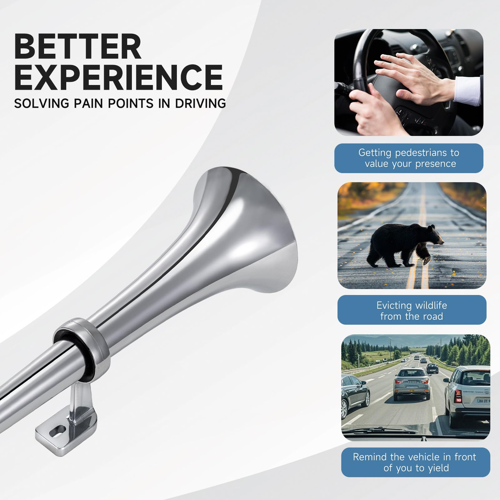 BANHAO Air Horn for Truck Boats Cars 12V 150db Super Loud Truck Train Horns Kit with Air Compressor Single Trumpet car horn for Vehicles SUV Train Pickup