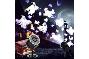 Lingvee Halloween Projector Lights Outdoor Led Projector Rotating Ghost Waterproof Outdoor Indoor Halloween Projection Dynamic Patterns Spotlight for Landscape Garden Yard Patio Party