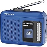 Portable Cassette Player Recorder with AM/FM Radio, Tape to USB Converter, Walkman Style, 200mW Speaker, Battery or USB Powered, 3.5mm Jack, Retro Blue