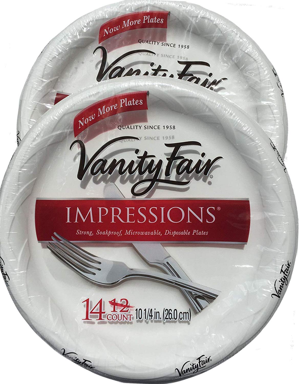 Vanity Fair Impressions 10 1/4 Inch Disposable Plates, 14 Count (2 Pack