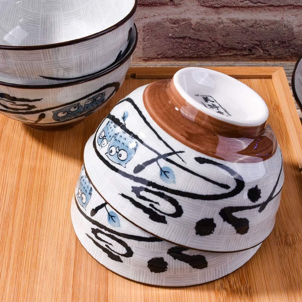  | Japanese Rice Bowls set of 4, Ceramic Rice bowls for Rice Soup, 4.5'' Rice Bowls (Blue): Rice Bowls