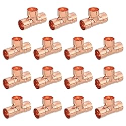 uxcell 25Pcs 3/4" x 3/4" x 3/4" Copper Reducing Tee