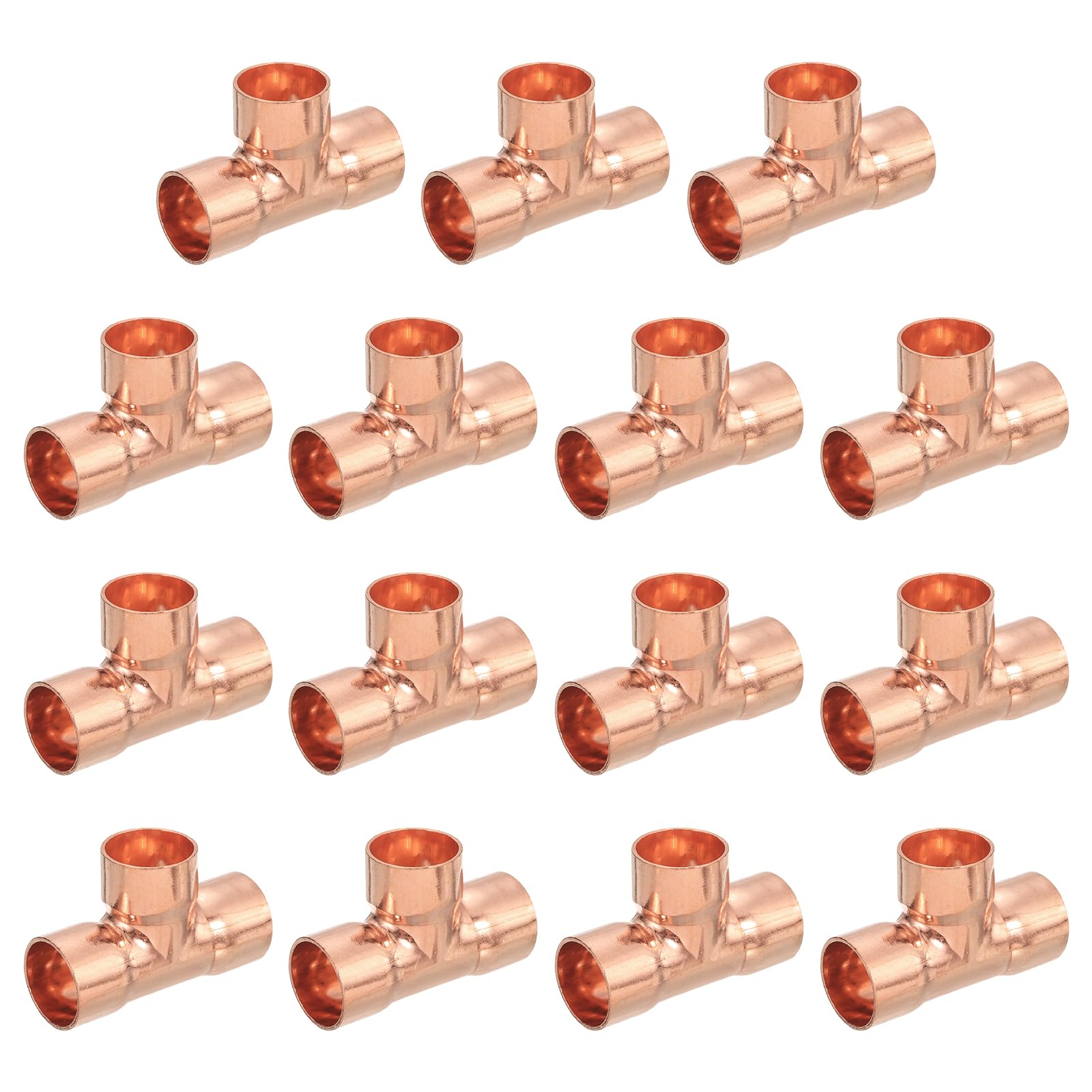 uxcell 25Pcs 3/4" x 3/4" x 3/4" Copper Reducing Tee