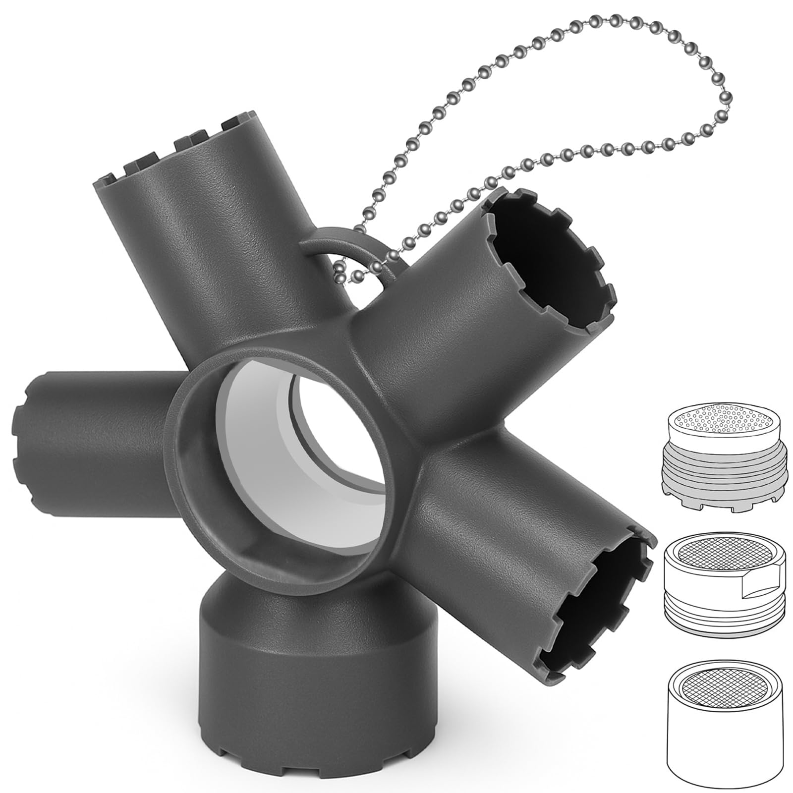 Photo 1 of 10-in-1 Faucet Aerator Removal Tool, Sink Aerator Removal & Replacement Tool, Fits M16.5, M18.5, M21.5, M22, M24, M28, and TT, TF, STD, TJ Sizes, Ideal Faucet Repairs for Kitchen & Bathroom