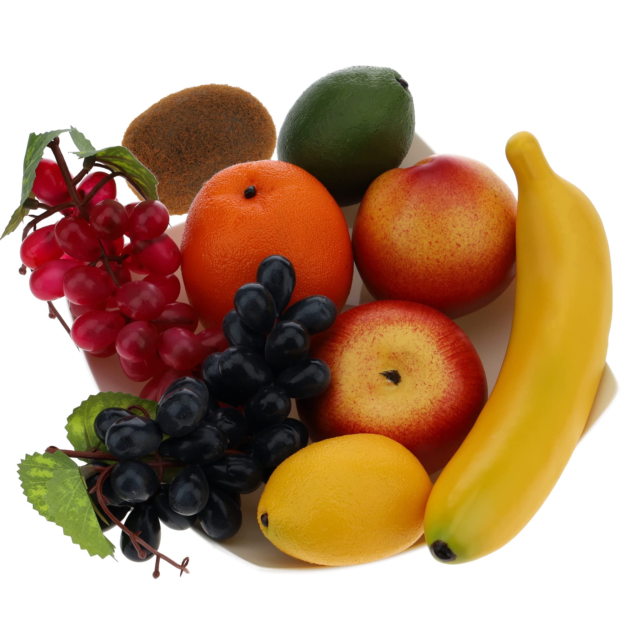 Gresorth Artificial Mixed Fruit Set Fake Apple Banana Orange Lemon Peach Grape Kiwi Christmas Party Decoration - 9 Fruits