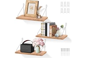 3Pcs Wall Mounted Floating Shelf, Wood Hanging Organizer with Installation Accessories, 11.8 x 6 Inch Wall Cubicle Shelf for 