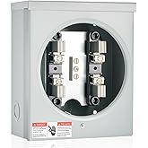 Relaxweex 100a, 4 Jaw Meter Base Meter Socket, 8.7 x 7.5 x 3.2 Inch, 600v 1 Phase 3 Wire Ringless Type, with Horn Bypass, Suitable for Overhead/Underground Feed