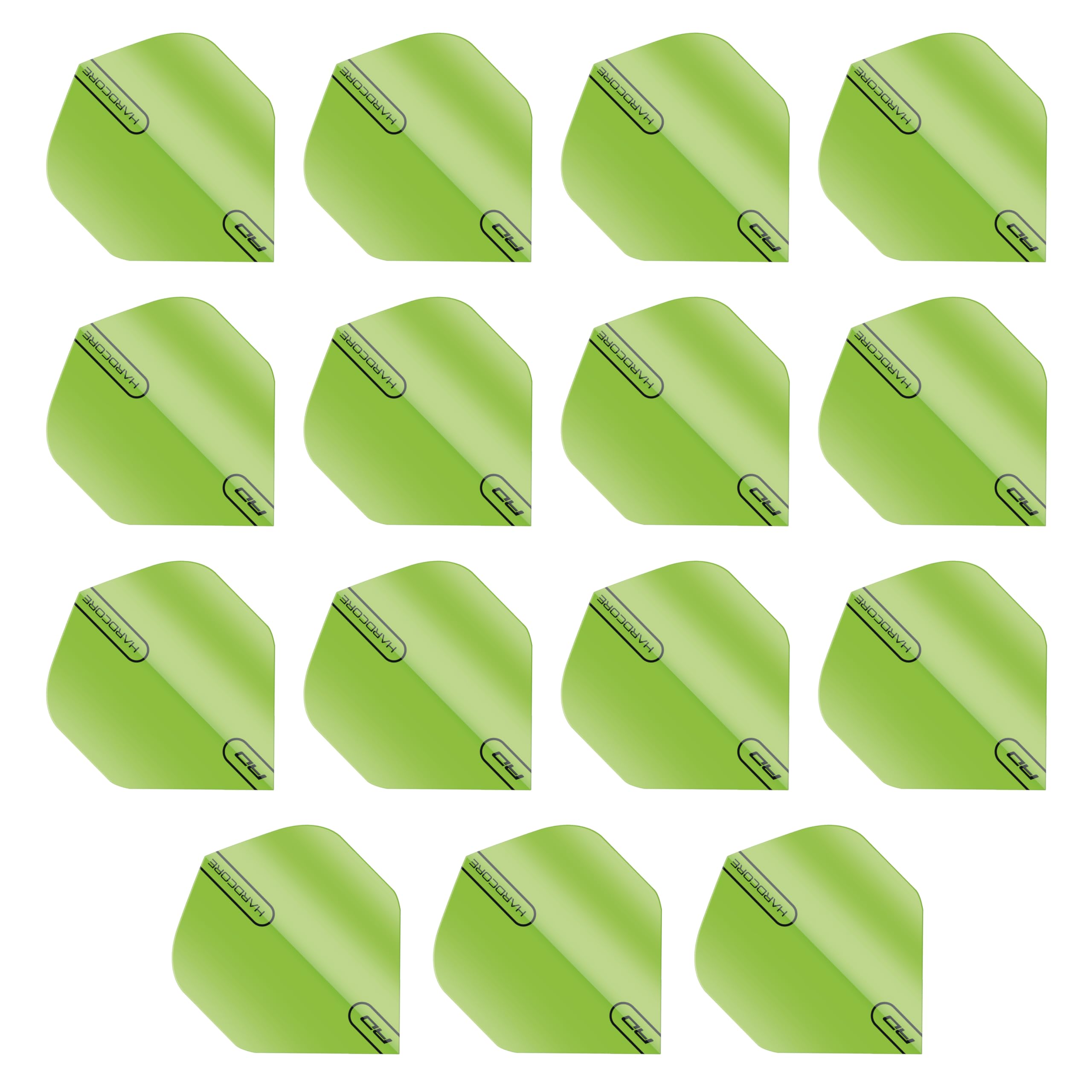 RED DRAGON Hardcore XT Fluoro Green Extra Thick Standard Dart Flights - 5 sets Per Pack (15 Dart Flights in total)