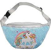 Girl’s Unicorn Fanny Pack Cute Kids Travel Waist Bag Crossbody Belt Bag Sport Running Camping Trip Christmas Gift for Girls(Blue)