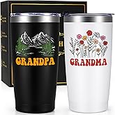 Qtencas Grandma and Grandpa Gifts, Grandparents Christmas Gifts, Grandpa and Grandma insulated Travel Tumbler Set, Gift for Grandparents on Christmas Birthday Anniversary, 20 Oz Black & White