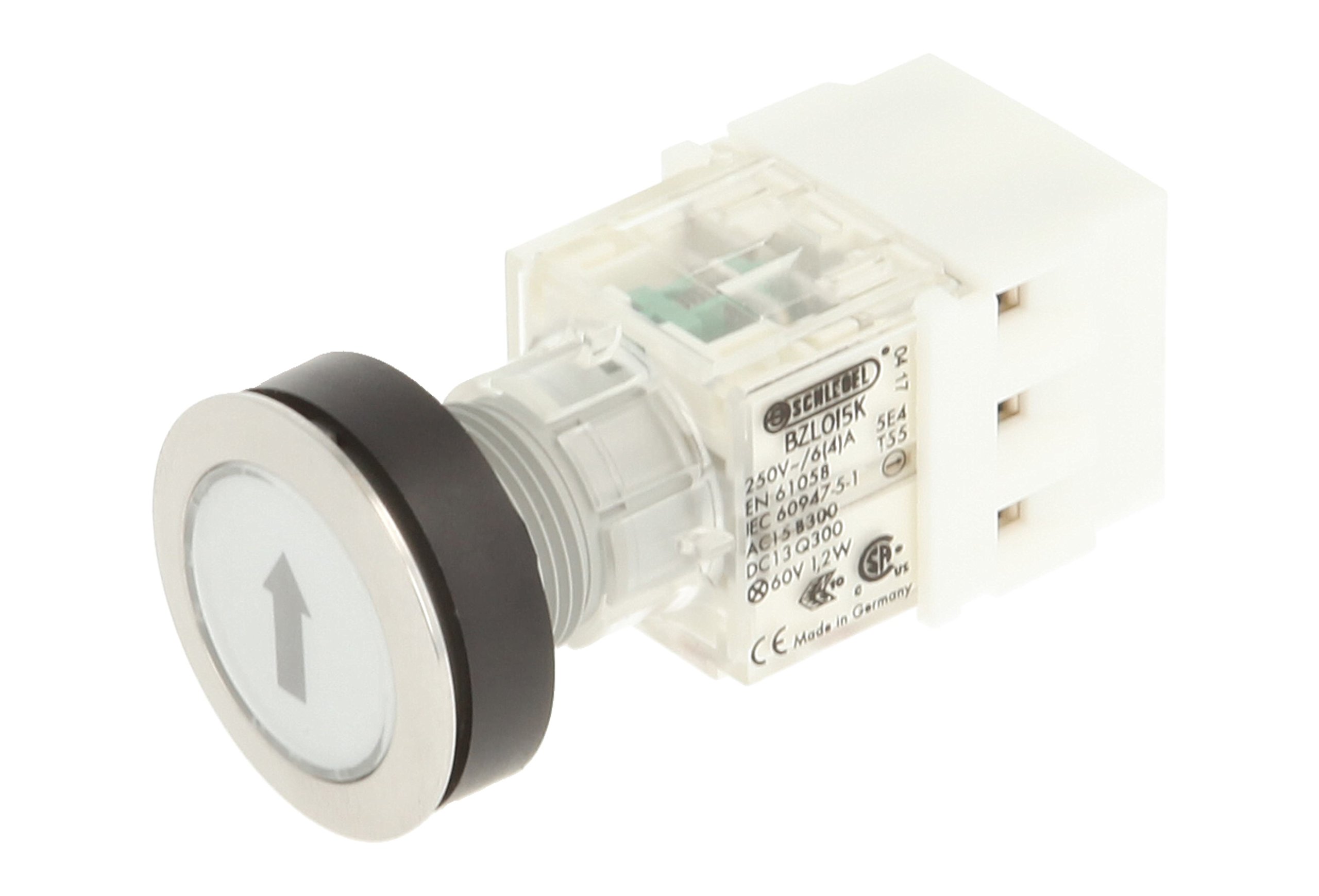 Club 23.000.548 Push Button Stainless Steel – Switch Cap, Bezeichungs Child ARROW, Illuminated Momentary Contact Master 1 N 1 Closer Screw On Connector LED 24 V – Clear (Pack of 2)